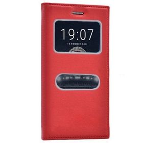 Microsonic Vestel Venüs V3 5010 Gizli Mıknatıslı Dual View Delux Kırmızı Kılıf