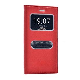 Microsonic Vestel Venüs V3 5010 Gizli Mıknatıslı Dual View Delux Kırmızı Kılıf
