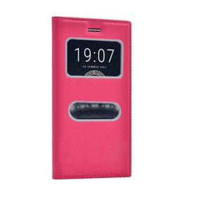 Microsonic Vestel Venüs V3 5010 Gizli Mıknatıslı Dual View Delux Pembe Kılıf