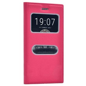 Microsonic Vestel Venüs V3 5010 Gizli Mıknatıslı Dual View Delux Pembe Kılıf