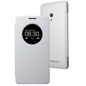 Microsonic View Cover Delux Kapaklı Asus Zenfone 5 Akıllı Modlu Beyaz Telefon Kılıf