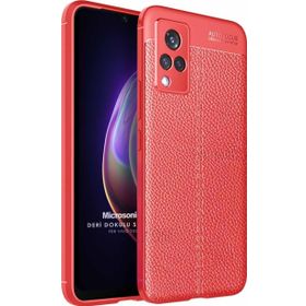 Microsonic Vivo V21 Deri Dokulu Silikon Kırmızı Cep Telefonu Kılıfı