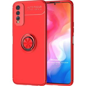 Microsonic Vivo Y11S Kickstand Ring Holder Kırmızı Cep Telefonu Kılıfı