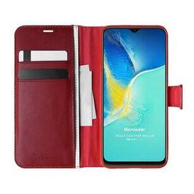 Microsonic Vivo Y15S Delux Leather Wallet Kırmızı Cep Telefonu Kılıfı
