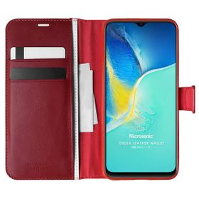 Microsonic Vivo Y15S Delux Leather Wallet Kırmızı Cep Telefonu Kılıfı