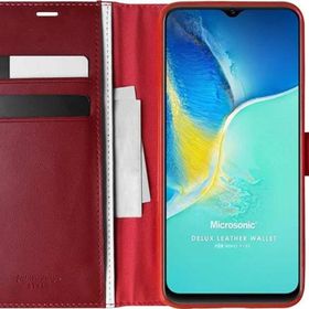Microsonic Vivo Y15S Delux Leather Wallet Kırmızı Cep Telefonu Kılıfı