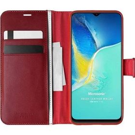 Microsonic Vivo Y15S Delux Leather Wallet Kırmızı Cep Telefonu Kılıfı