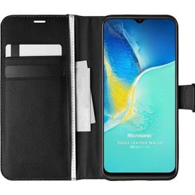 Microsonic Vivo Y15S Delux Leather Wallet Siyah Cep Telefonu Kılıfı