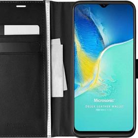 Microsonic Vivo Y15S Delux Leather Wallet Siyah Cep Telefonu Kılıfı
