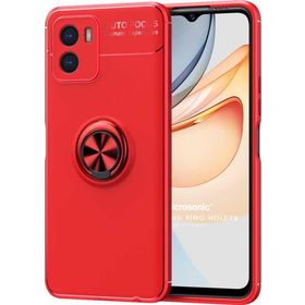 Microsonic Vivo Y15S Kickstand Ring Holder Kırmızı Cep Telefonu Kılıfı