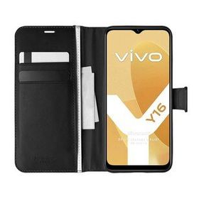 Microsonic Vivo Y16 Delux Leather Wallet Siyah Cep Telefonu Kılıfı