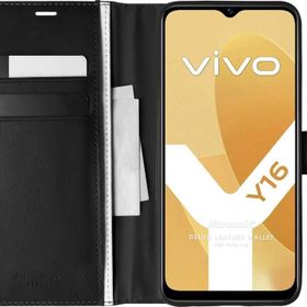 Microsonic Vivo Y16 Delux Leather Wallet Siyah Cep Telefonu Kılıfı