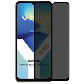 Microsonic Vivo Y16 Privacy 5D Gizlilik Filtreli Siyah Cam Ekran Koruyucu