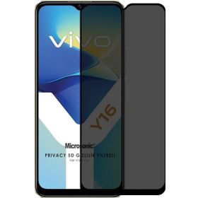 Microsonic Vivo Y16 Privacy 5D Gizlilik Filtreli Siyah Cam Ekran Koruyucu