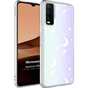 Microsonic Vivo Y20 Braille Feel Desenli Moon Cep Telefonu Kılıfı