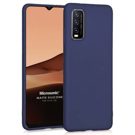 Microsonic Vivo Y20 Matte Silikon Mavi Cep Telefonu Kılıfı