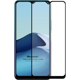 Microsonic Vivo Y20 Tam Kaplayan Temperli Siyah Cam Ekran Koruyucu