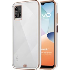 Microsonic Vivo Y21S Laser Plated Soft Beyaz Cep Telefonu Kılıfı