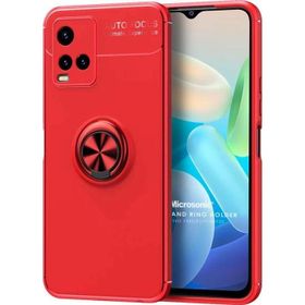Microsonic Vivo Y32 Kickstand Ring Holder Kırmızı Cep Telefonu Kılıfı