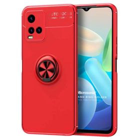 Microsonic Vivo Y32 Kickstand Ring Holder Kırmızı Cep Telefonu Kılıfı