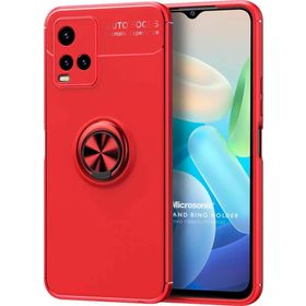 Microsonic Vivo Y32 Kickstand Ring Holder Kırmızı Cep Telefonu Kılıfı