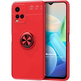 Microsonic Vivo Y32 Kickstand Ring Holder Kırmızı Cep Telefonu Kılıfı