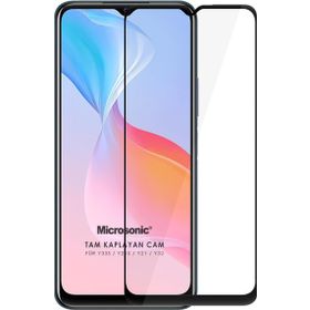 Microsonic Vivo Y32 Tam Kaplayan Temperli Siyah Cam Ekran Koruyucu