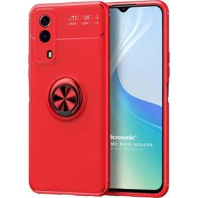Microsonic Vivo Y51 Kickstand Ring Holder Kırmızı Cep Telefonu Kılıfı