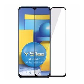 Microsonic Vivo Y51A Tam Kaplayan Temperli Siyah Cam Ekran Koruyucu