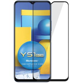Microsonic Vivo Y51A Tam Kaplayan Temperli Siyah Cam Ekran Koruyucu