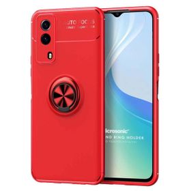 Microsonic Vivo Y53S Kickstand Ring Holder Kırmızı Cep Telefonu Kılıfı