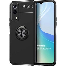 Microsonic Vivo Y53S Kickstand Ring Holder Siyah Cep Telefonu Kılıfı