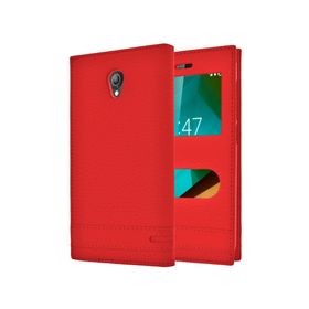 Microsonic Vodafone Smart Style 7 Gizli Mıknatıslı Dual View Delux Kırmızı Kılıf
