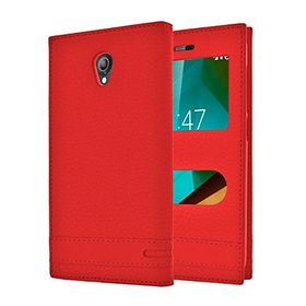 Microsonic Vodafone Smart Style 7 Gizli Mıknatıslı Dual View Delux Kırmızı Kılıf