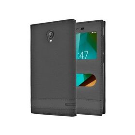 Microsonic Vodafone Smart Style 7 Gizli Mıknatıslı Dual View Delux Siyah Kılıf