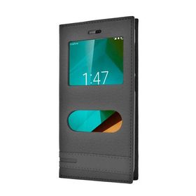 Microsonic Vodafone Smart Style 7 Gizli Mıknatıslı Dual View Delux Siyah Kılıf
