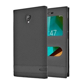 Microsonic Vodafone Smart Style 7 Gizli Mıknatıslı Dual View Delux Siyah Kılıf