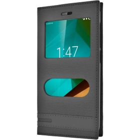 Microsonic Vodafone Smart Style 7 Gizli Mıknatıslı Dual View Delux Siyah Kılıf