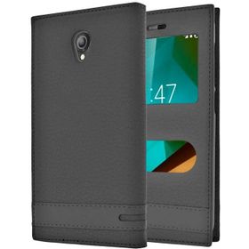 Microsonic Vodafone Smart Style 7 Gizli Mıknatıslı Dual View Delux Siyah Kılıf