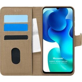Microsonic Xiaomi Mi 10 Lite Fabric Book Wallet Gold Kılıf