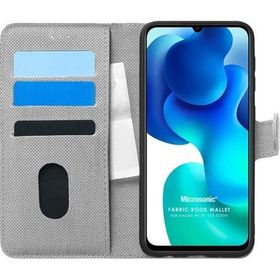 Microsonic Xiaomi Mi 10 Lite Fabric Book Wallet Gri Kılıf