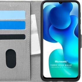 Microsonic Xiaomi Mi 10 Lite Zoom Fabric Book Wallet Gri Kılıf