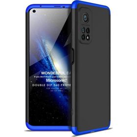Microsonic Xiaomi Mi 10T Double Dip 360 Protective Siyah Mavi Kılıf
