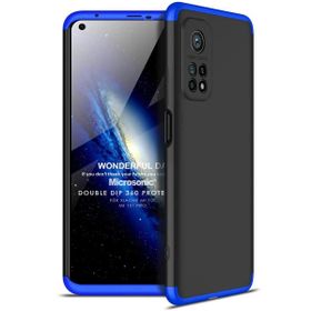 Microsonic Xiaomi Mi 10T Double Dip 360 Protective Siyah Mavi Kılıf