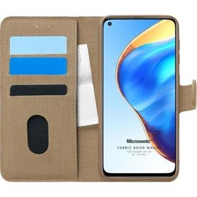 Microsonic Xiaomi Mi 10T Fabric Book Wallet Gold Kılıf