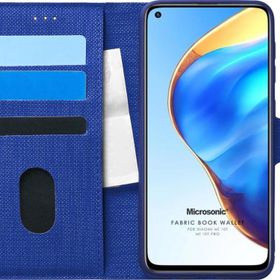 Microsonic Xiaomi Mi 10T Fabric Book Wallet Lacivert Kılıf