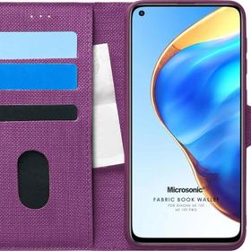 Microsonic Xiaomi Mi 10T Fabric Book Wallet Mor Kılıf