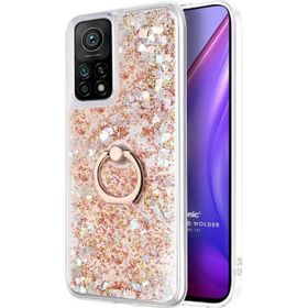Microsonic Xiaomi Mi 10T Glitter Liquid Holder Gold Kılıf