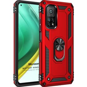 Microsonic Xiaomi Mi 10T Military Ring Holder Kırmızı Kılıf