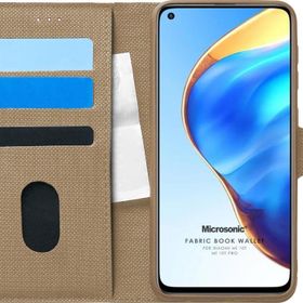 Microsonic Xiaomi Mi 10T Pro Fabric Book Wallet Gold Kılıf